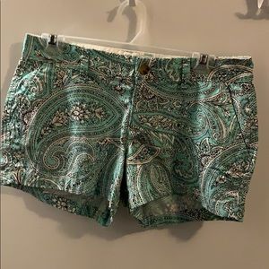 Teal paisley shorts